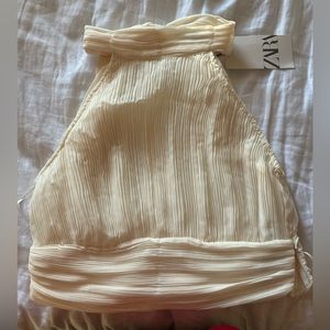 NWT ZARA pleated cropped halter top